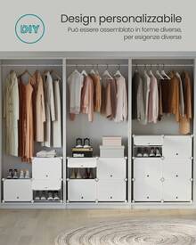 Scarpiera, Scaffale Modulare a 12 Scomparti per 48 Paia di Scarpe da Ingresso, con Sportelli, Telaio in Acciaio e Ripiani in Plastica, Camera da Letto, Bianco Nuvola - Bianco - Visualizzare 1