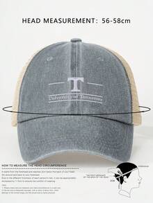 1 pieza Gorra de béisbol de malla lavada con bordado de UNIVERSIDAD, sombrero casual de protección solar para exteriores adecuado para viajes, playa, vacaciones, estilo versátil de moda Y2K unisex