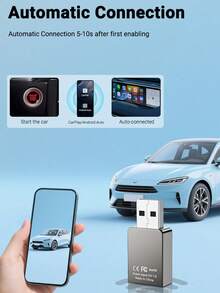 XUDA 2 In 1 Wireless CarPlay And Android Auto AI Box, Suitable For 99% Original Cars With Wired CarPlay/Android Auto Wired To Wireless 2.4~5.0 GHz WiFi5, Stylish And Portable Compatible With Iphone IOS 10+ / Android 11+ Devices - Ash - View 4