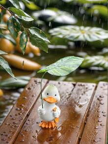 قطعة واحدة تمثال بطة مطاطية حديثة من الراتنج - تمثال كرتوني للجمع، ديكور منزلي للخريف للديكور الحديقة، اكسسوارات الحديقة، ديكور الغرفة، ديكور غرفة المعيشة، ديكور المنزل، لوازم الحرف اليدوية.