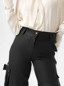 Wide Leg Cargo Culotte Pants With Pockets