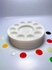 5/10/15pcs White Circular Plastic Paint Palettes, For Students Painting In School Projects Or Art Classes, Back To School, School Supplies, Household Items - White - View 9