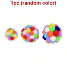 3pcs Random Color Funny Cats Bouncy Ball Toys Kitten Plush Bell Ball Mouse Toy Planet Ball Cat Chew Toys Interactive Pet Accessories