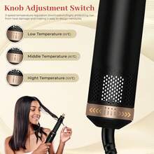 ATOPSKINS 五合一专业热风梳 - 可拆卸吹风机和自动卷发器 | 卷发/直发功能 | 便携旅行礼盒套装，适合所有发质（细软/粗硬/卷发/直发） | 送给她的理想礼物（情人节、主显节、圣帕特里克节）（铂金/黑金/蓝金/粉金/绿金） - 查看 8