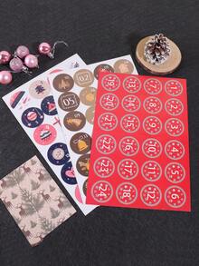 4pcs Red Number Stickers, Christmas Countdown Office & School Supplies Party Gift Seal Sticker - Red - View 9