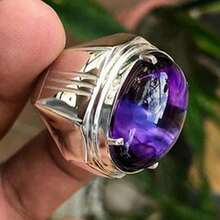 New Purple Egg-Shaped Irregular Silver Ring European And American Fashion Jewelry - Màu tím - Xem 3