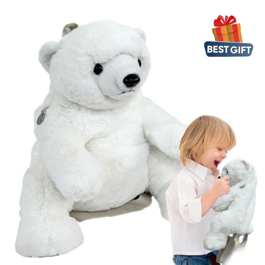 Polar Bear Doll Backpack, Super High Quality Plush Doll, 2 In 1 Multi-Purpose Backpack, SuperGood Feel Doll, Suitable For Children And Adults - White - View 1