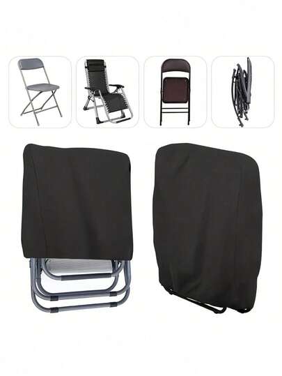 1pc All-Weather Outdoor Folding Chair Cover With Drawstring Pocket, Waterproof UV-Resistant Foldable Chair Protector Suitable For Garden Patio Furniture, All Season Use, Outdoor Chair Cover