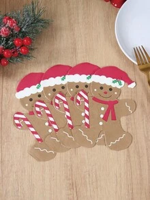 20Pcs Disposable Christmas Paper Napkins, Christmas Napkins With Gingerbread Man Design, Christmas Decorations, Disposable Tableware Decoration, Christmas Party Supplies, New Year Celebration Decor, Party Favor, Kitchen Supplies, Xmas Decor, Tableware For Party&Festive