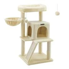 Arbre à Chat, Tour de Jeux, Grand Plate-Forme, Rose Bonbon/Beige/Blanc Crème/Gris Foncé/Gris Clair - Beige - Voir 7