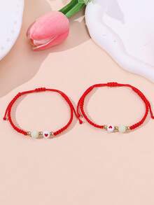 Set de 2 brățări cu mărgele care strălucesc în întuneric, pentru femei, cupluri, prietenie, zi de zi, festival, accesorii pentru ținute de petrecere