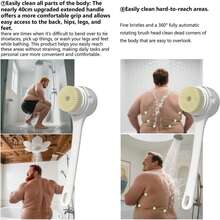 Electric Body Brush With 5 Heads 4 Speeds Digital Display For Shower,Handhels & Long Handle Waterproof,Overweight Person Deep Cleansing Whole Body,Exfoliating & Massaging All Skin Types - 白色 - 查看 7