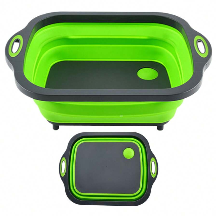 1 buc coș de scurgere pliabil, ustensilă de bucătărie multifuncțională, lavoar pliabil, găleată de chiuvetă de scurgere portabilă, tocator de chiuvetă din silicon încorporat pentru spălarea fructelor și legumelor