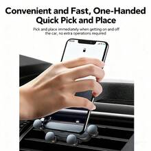 Car-Mounted Mobile Phone Holder With Air Outlet, Multifunctional Hook Type, 360-Degree Rotation, Gravity Car Navigation Mobile Phone Holder - A - View 4