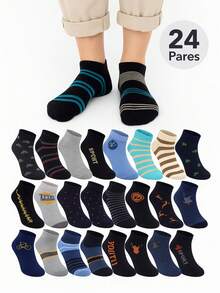SL.MAX Calcetines para hombre paquete de 24 pares con diferentes modelos, tines deportivos o informales DISEÑOS RANDOM - Multicolor - Ver 10