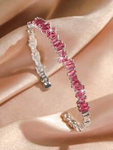 1pc Minimalist Fashion Asymmetrical Colorful Zirconia Bracelet Jewelry