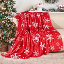 Weihnachts-Überwurf Decke Rot Weiß Schneeflocke Decken Ultra Weich Flanell Fleece Bettüberwurf Weihnachten Winter Feiertag Überwurf Warm Kuschelig Flauschig Plüsch Decken Leicht Hütten Überwurf für Sofa Couch