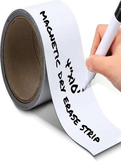 Houseables Magnetic Strip, Magnetic Tape, Magnet Tape, Magnet Roll, Dry Erase Label, Strips For White Board, Write On Labels, Whiteboard Sheet, Dry Erase Sheet, Writable, Wipe Off, Blank, 2 IN X 10 FT