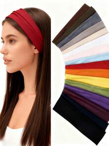 Lot de 20 bandeaux élastiques multicolores absorbant la transpiration pour femme, accessoires pour cheveux, yoga, course à pied, antidérapants, style aléatoire - Bandeaux de sport à la mode, idéal pour le sport et le fitness