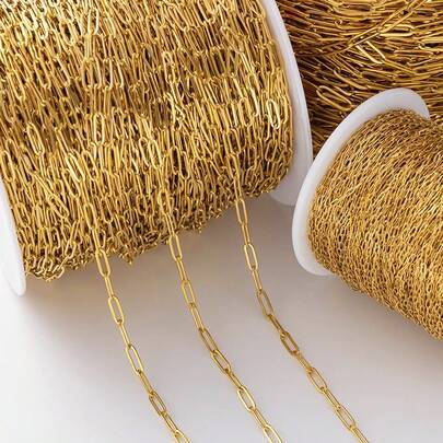 2 metros Cadenas de eslabones ovalados de acero inoxidable chapado en oro de 18K PVD de 1,5/2,2/2,5/3,0/3,5/4,0 mm de ancho para hacer joyas, collares y pulseras ajustables de bricolaje