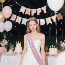 2pcs Birthday Party Decoration Crown Headpiece, It's My Birthday Sash Birthday Gift Party Decoration Party Supplies Set, Suitable For Halloween, Christmas Events And Party Supplies