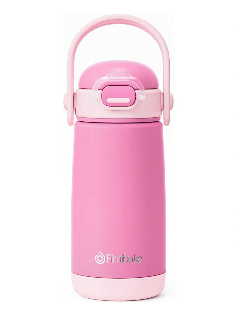 1PCS Kids Insulated Water Bottle With Straw Lid & Handle - 14oz 18/8 Stainless Steel Metal Tumbler Leak Proof Double Wall Vacuum Kids Cup Water Bottle For School Boys Girls - 粉色 - 查看 1