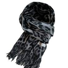 Bufanda retro con estampado de leopardo, chal/envolvente grueso y cálido con flecos para mujer, invierno