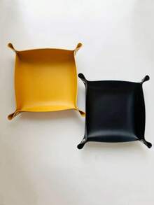 1 szt. Europejska skórzana tacka do przechowywania, tacka na biurko, pudełko do przechowywania biżuterii i kosmetyków, otwarte pudełko do przechowywania, używane do komputerów stacjonarnych, kluczy, kosmetyków, biżuterii – elegancka tacka ekspozycyjna ze skóry PU, używana do akcesoriów do salonu, pudełko do przechowywania mebli