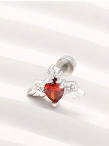 1 Stück hypoallergenes Titan-Stahl Ohrknorpel Piercing mit funkelnden Zirkonia Engelflügeln, barockes Design, geeignet für Ohrdurchbohrung