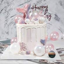 10pcs/30pcs Transparent Colorful Bubble Ball Cake Decor Toppers, Suitable For Birthday, Wedding, Anniversary Party DIY Cake Dessert Decoration Supplies - Multicolor - View 6
