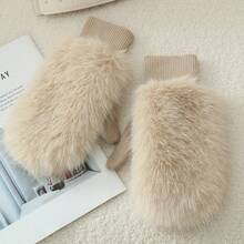 1 Pair Thickened Windproof Cute Anti-Cold Fuzzy  Women'S Gloves For Winter Warmth - Black - View 3