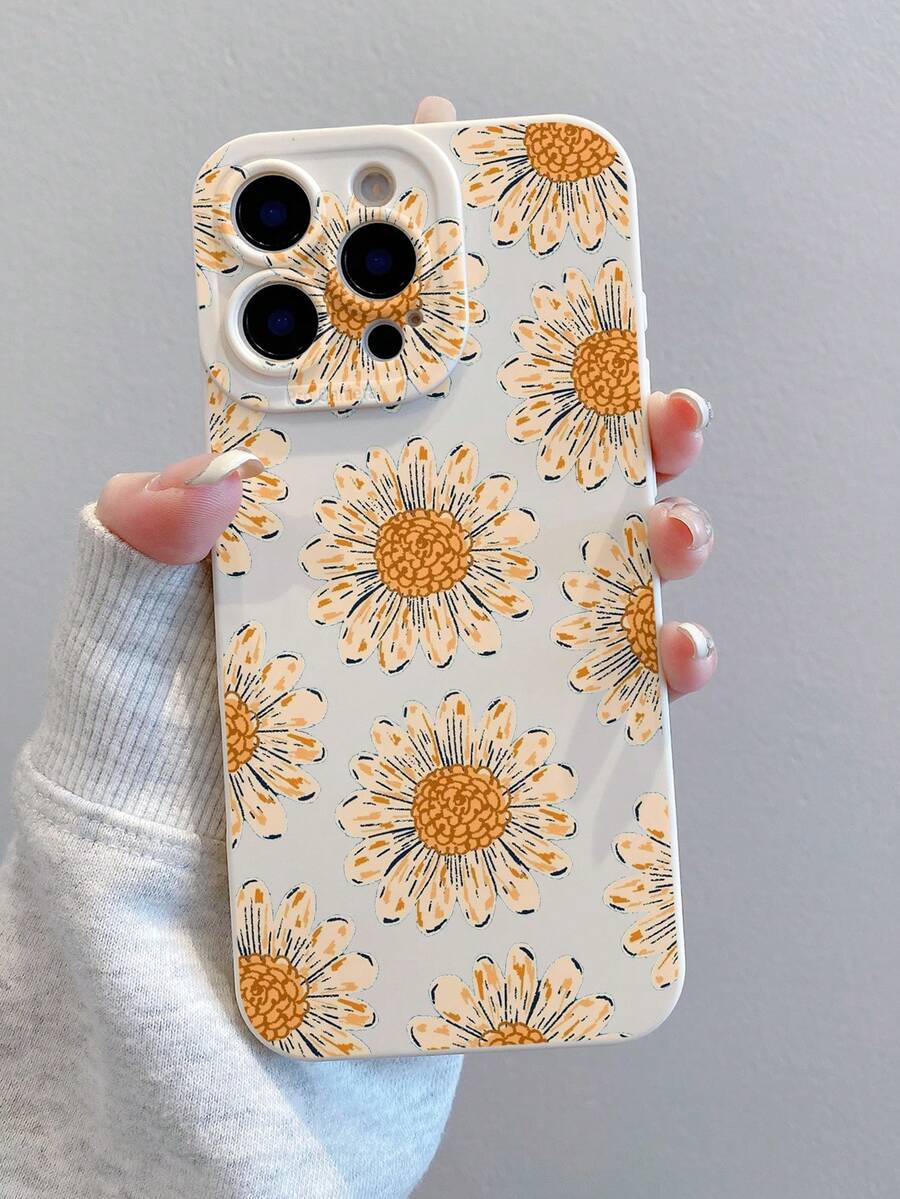 1 件时尚全屏黄色花卉图案彩绘保护手机壳适用于 Apple XS/XS Max/XR/11/12/13/14/14 Plus/15/15 Plus/16/16 Plus/17/17 Pro/7/8 Plus 等型号 - 彩色 - 查看 1