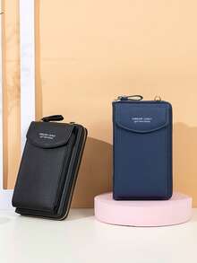 Cartera de cuero PU con capacidad grande, RFID, bandolera, monedero para hombres