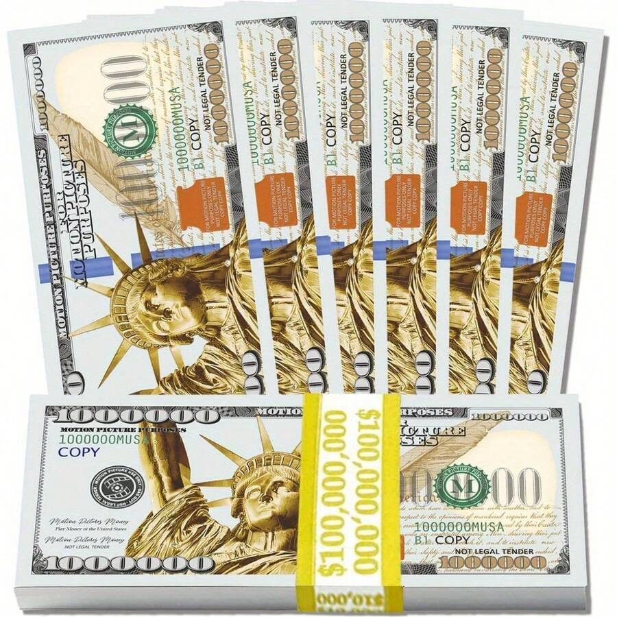 Party Games & Activitie $100 Million Dollar Toy Money Banknotes | 100 Novel $1 Million Dollar Replicas, High Quality, For Entertainment Party Celebration Props, Prank Magic Shows | Industry Approved - 1億 - 查看 1