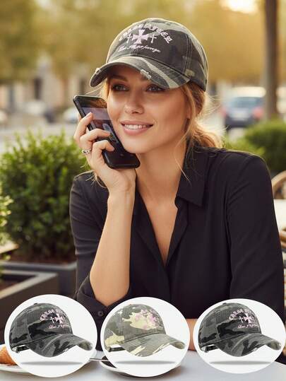 1pc Y2K Style Embroidered Cross Baseball Cap For Women