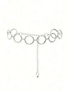 1 Pc Women's Versatile Circle Decorated Waist Chain, Elegant Fashion Waist Belt For Dress Fall, Autumn, Halloween - 彩色 - 查看 5