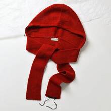Autumn Winter New High-End Balaclava Hat For Women, Thick Knitted Warm Ear Protection Pullover Beanie - Dây đeo Balaclava màu đỏ - Xem 1