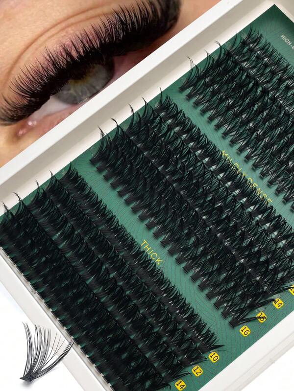 300 pièces de faux cils individuels moelleux, grappe de cils individuels 60D+80D+100D, grappe de cils épais volume D, longueur 9-18 mm, aspect effiloché. Convient pour la vie quotidienne, les sorties, les fêtes, les festivals de musique, Halloween, Noël, pour créer un maquillage parfait et raffiné