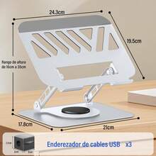 GALASALA Soporte para Laptop Acero Carbono, Base para Laptop Portátil Plegable Antideslizante y Estable, Base Enfriadora para Laptop Stand con báse Giratoria de 360 °   y Altura Ajustable, PC/Tabletas - Plata - Ver 10