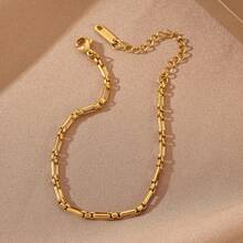 1 pieza Brazalete de cadena de acero inoxidable chapado en oro de 18K con diseño minimalista y elegante, accesorio de joyería ajustable para mujeres, adecuado para fiestas de cumpleaños, regalo para ocasiones especiales