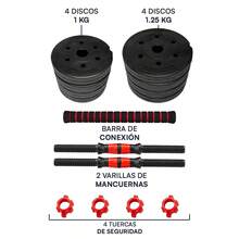 Kit de Mancuerna y pesas Lincky de 10kg. Barra recta peso ajustable Color negro - 10Kg - Ver 2