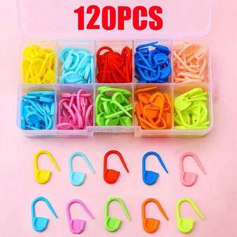 120 piezas de marcadores de puntada de plástico coloridos, marcadores de puntada de bloqueo para tejer y coser (color aleatorio)