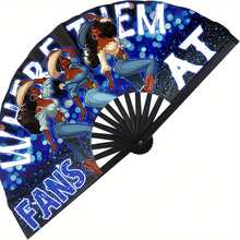 13-Inch Large Folding Fan With 12 Constellations & Bohemian Golden Design - Astrological Signs Designs For Festival Outfits, Cosmic Events - Perfect Accessory For Astrology. Portable Manual Party Fan For Women,  Celestial Accessory For Nightclubs, EDM Festivals, Glam Celebrations, Nightclub Essentials, Elegant Pattern, Premium Finish - XANH DƯƠNG1 - Xem 1