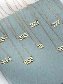 Colier din oțel inoxidabil 111 444 777 cu număr de înger pentru cupluri de femei, coliere anti-decolorare placate cu aur de 18k, bijuterii de aur pentru nunți, accesorii norocoase, cadouri