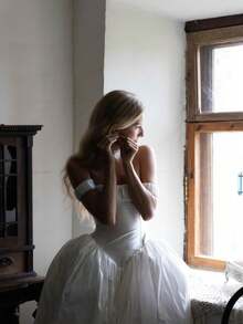 Elegant Sexy Off The Shoulder Wedding Dress,Modern Gown,White Wedding Dress With Drop Waistline,Corset Dress,Evening Party Dress Birthday Party Dress,Romantic Church Ceremony Wedding Dress,Suitable For Wedding,Dating,Party,Singles' Party,Vacation,Formal Occasions,Dinner Dress,Prom Dress,Homecoming - trắng - Xem 4