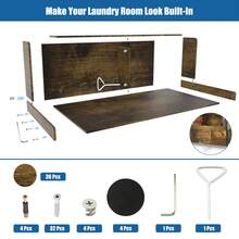 2-Tier Washer Dryer Countertop, Washer Dryer Countertop With Shelf 54" W X 27.5" D Laundry Countertop Washer And Dryer Topper With Non-Slip Pads Large Space For Folding Clothes Rust Brown