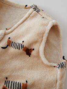 新生儿男童女童舒适柔软睡袋婴幼儿儿童无袖粉色豹纹印花可爱法兰绒保暖睡袋 - 臘腸狗 - 查看 3