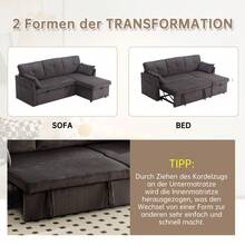 Sofa Bed Set - Dark Gray + Velvet + 3 Seat - View 6