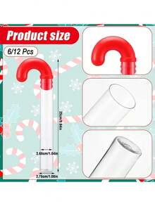 6/12pcs Large Candy Cane Plastic Tubes, Transparent With Red Lid, Christmas Party Supplies, Festive Gift Filler For Christmas, Home & Kitchen Party Favors, Candy Box, Christmas Packaging, Gift Boxes, Seasonal Gift Packaging, Holiday Candy Storage, Decorative Party Supplies, Festive Design, Durable Plastic, Sturdy Party Favors, Party Favor Boxes, Candy Containers, Home Decorators, Party Planners
