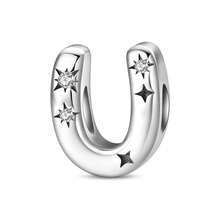 Easvnya S925 Silver-Plated A-Z 26-Letter Silver Star Beaded Daily Versatile Pendant, Commuting Small Pendant Suitable For Original Bracelets And Necklaces, Simple And Fashionable Pendant DIY Jewelry Making, Buy Your Favorite Letters To Form Your Own Birthday Or Name, Women's Birthday, Holiday Party Gifts